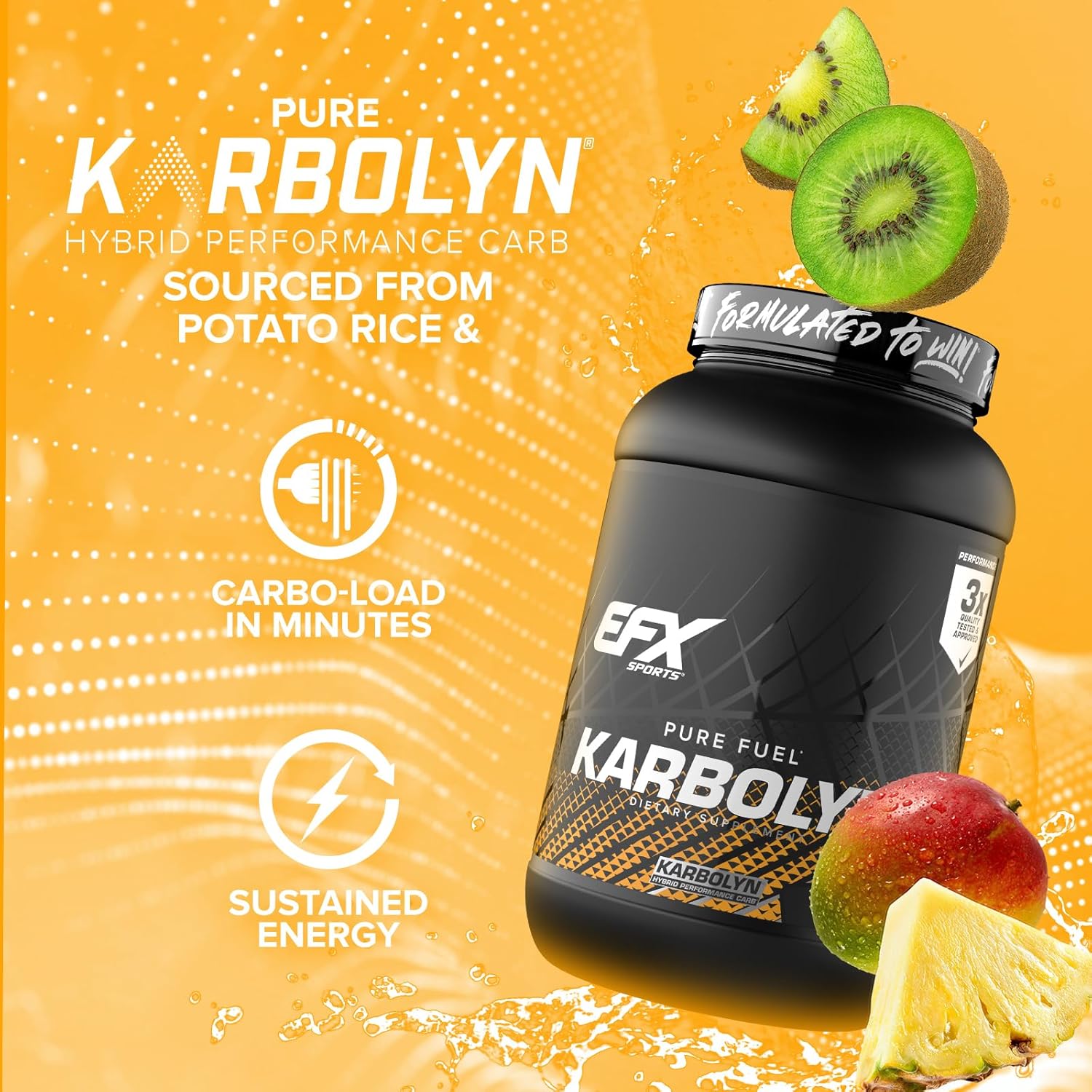 EFX Sports Karbolyn Fuel Tropical Storm - Fast-Absorbing Carb Powder for Energy & Recovery - 37 Servings