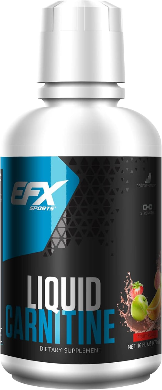 EFX Sports L-Carnitine Liquid 1500mg with Vitamin B5 for Enhanced Performance and Strength, Fruit Punch Flavor, 31 Servings
