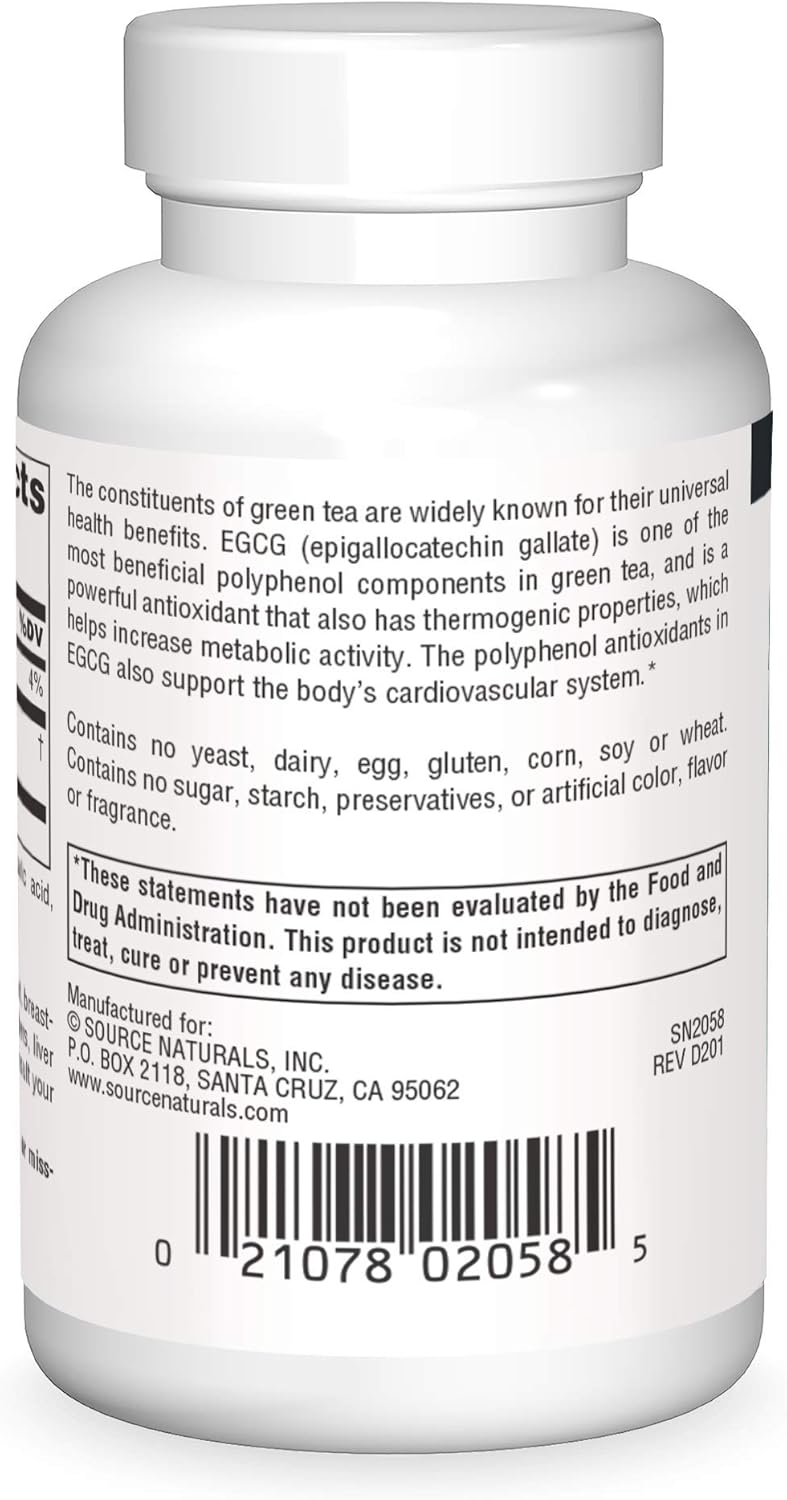 EGCG Antioxidant and Thermogenic Activator from Green Tea - 350mg, 60 Tablets by Source Naturals