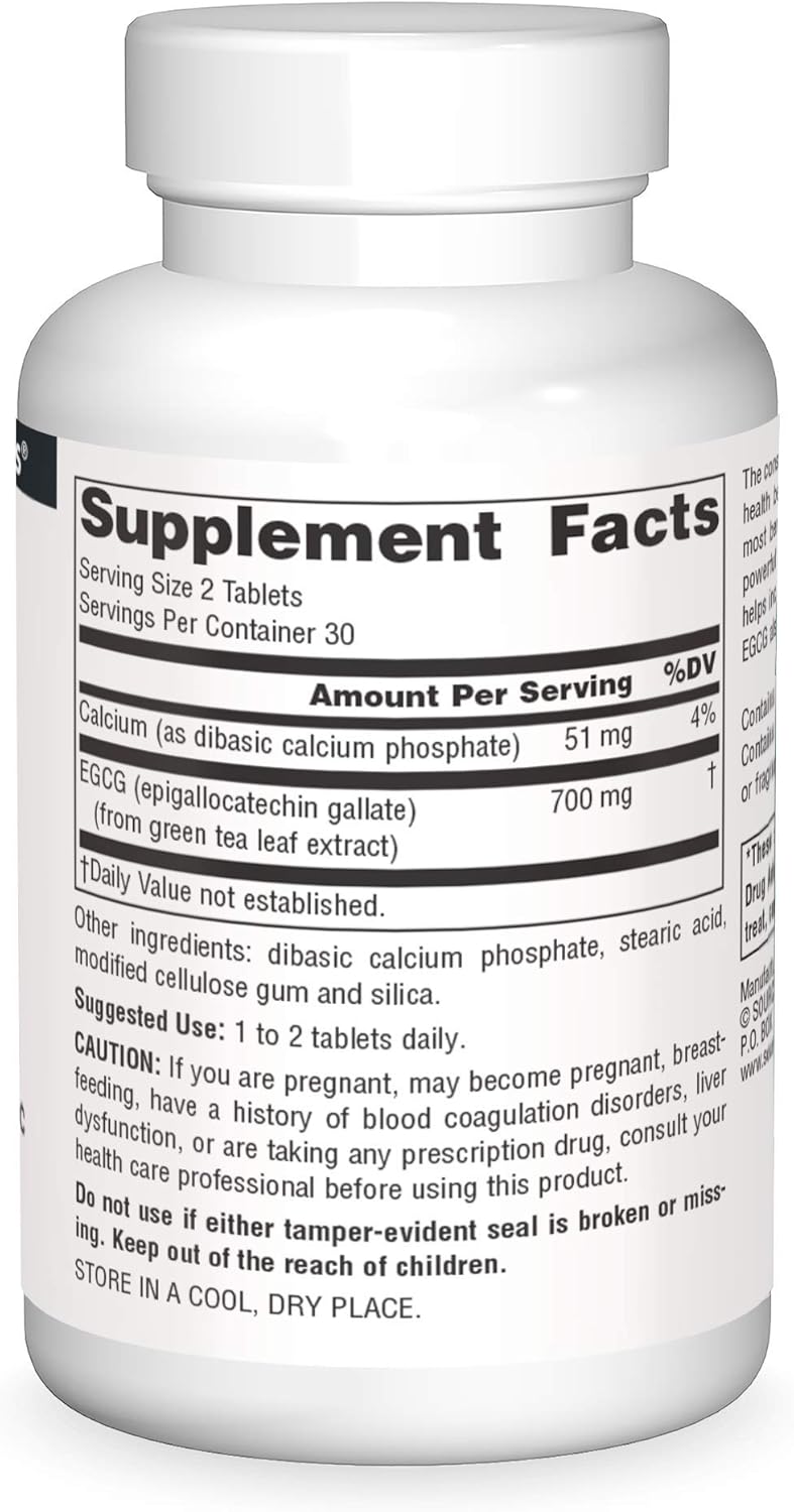 EGCG Antioxidant and Thermogenic Activator from Green Tea - 350mg, 60 Tablets by Source Naturals