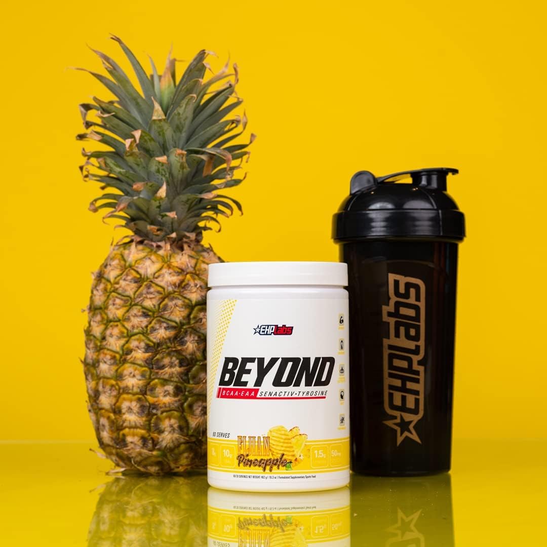 EHP Labs Beyond BCAA Powder - Amino Acids Post Workout Recovery Supplement with Essential EAA - Fijian Pineapple Flavor, 60 Servings