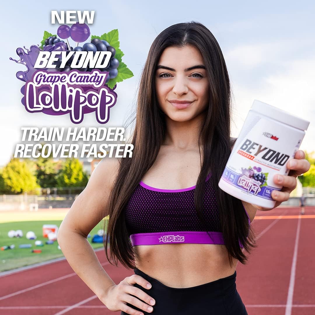 EHP Labs Beyond BCAA Powder: Grape Candy Lollipop Flavor - Essential Amino Acids for Post Workout Recovery, 60 Servings