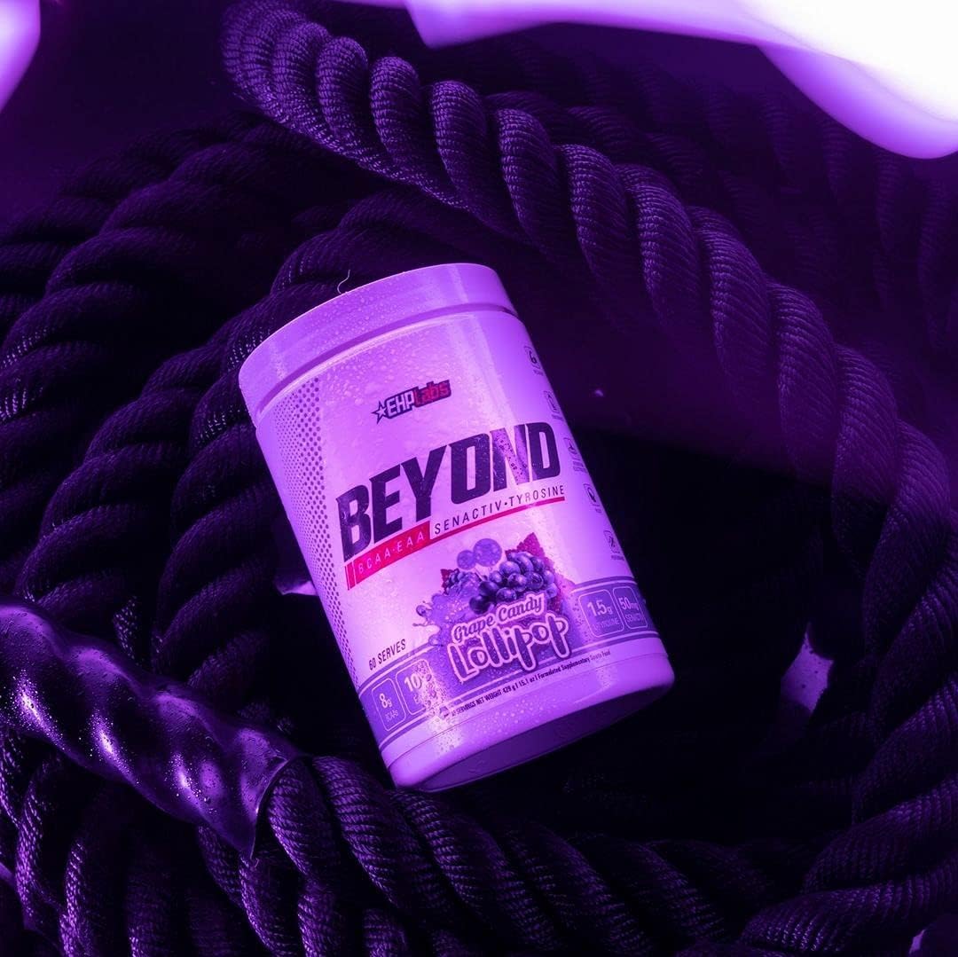 EHP Labs Beyond BCAA Powder: Grape Candy Lollipop Flavor - Essential Amino Acids for Post Workout Recovery, 60 Servings