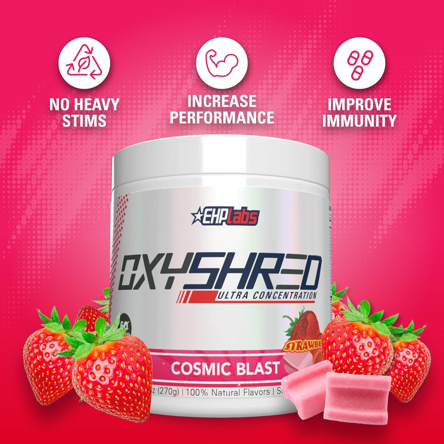EHP Labs OxyShred Cosmic Blast Pre Workout Powder - Energy Boost Drink with L Glutamine & Acetyl L Carnitine, 60 Servings