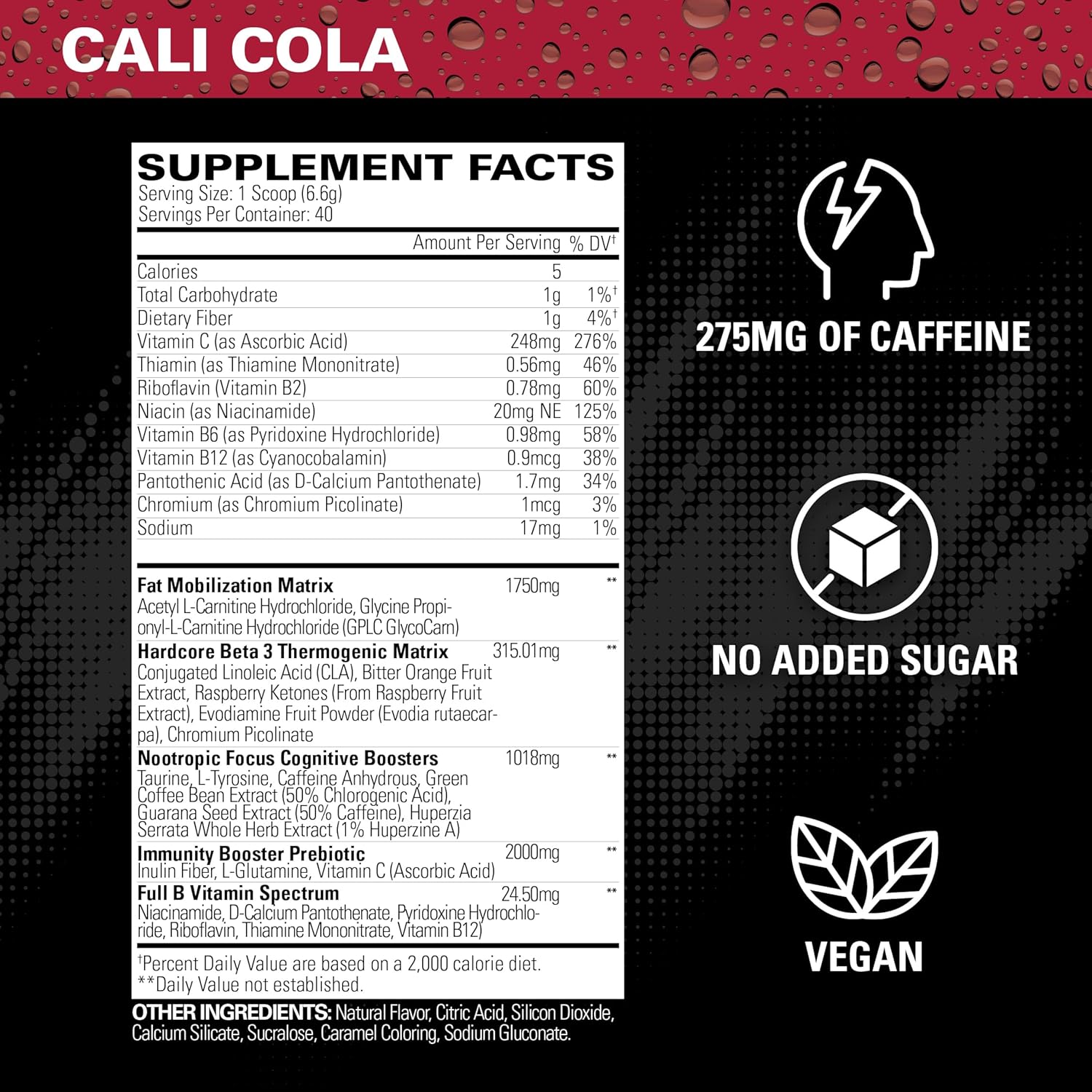 EHP Labs OxyShred Hardcore Pre Workout Powder - High Dose Energy Boost Drink with L Glutamine & Acetyl L Carnitine - Cali Cola Flavor, 40 Servings