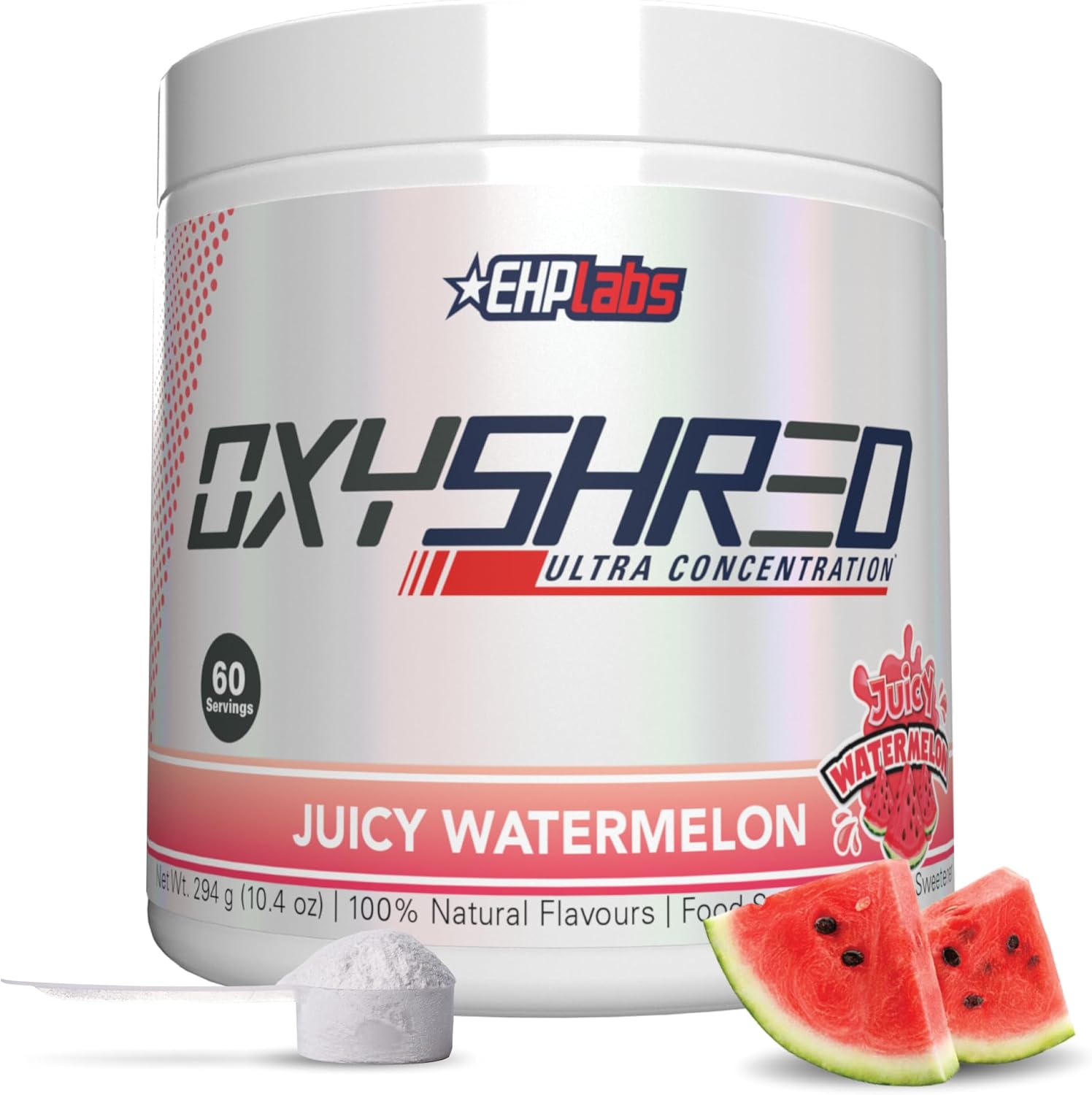EHP Labs OxyShred Pre Workout Powder - Energy Boost Drink with L Glutamine & Acetyl L Carnitine, Juicy Watermelon Flavor, 60 Servings