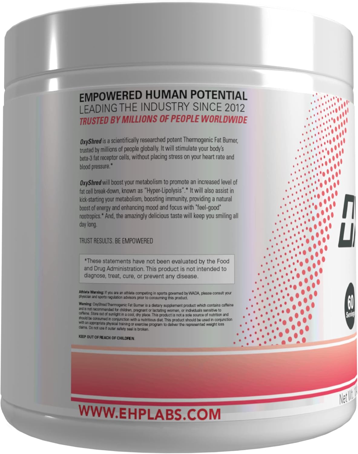 EHP Labs OxyShred Pre Workout Powder - Energy Boost Drink with L Glutamine & Acetyl L Carnitine, Juicy Watermelon Flavor, 60 Servings