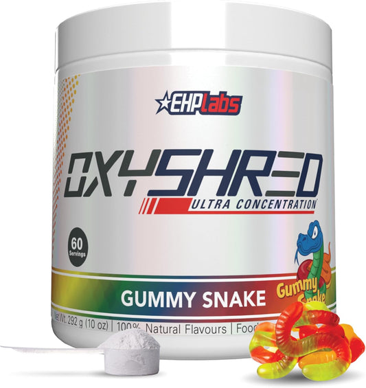 EHP Labs OxyShred Pre Workout Powder - Gummy Snake Flavor, 60 Servings, Energy Boost with L Glutamine & Acetyl L Carnitine