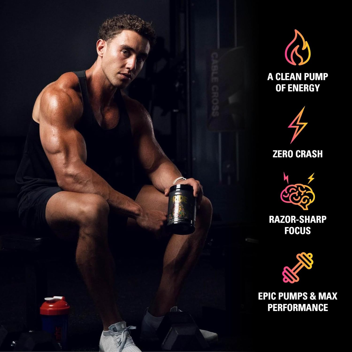 EHP Labs Pride Pre Workout Powder Energy Supplement - Jungle Fruits Flavor - Sugar-Free Preworkout with BCAA and 280mg Caffeine - 40 Servings for Men and Women