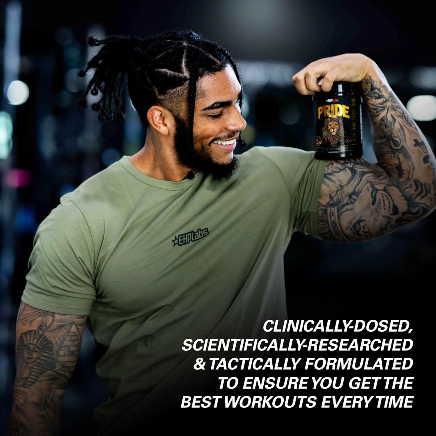 EHP Labs Pride Pre Workout Powder Energy Supplement - Jungle Fruits Flavor - Sugar-Free Preworkout with BCAA and 280mg Caffeine - 40 Servings for Men and Women