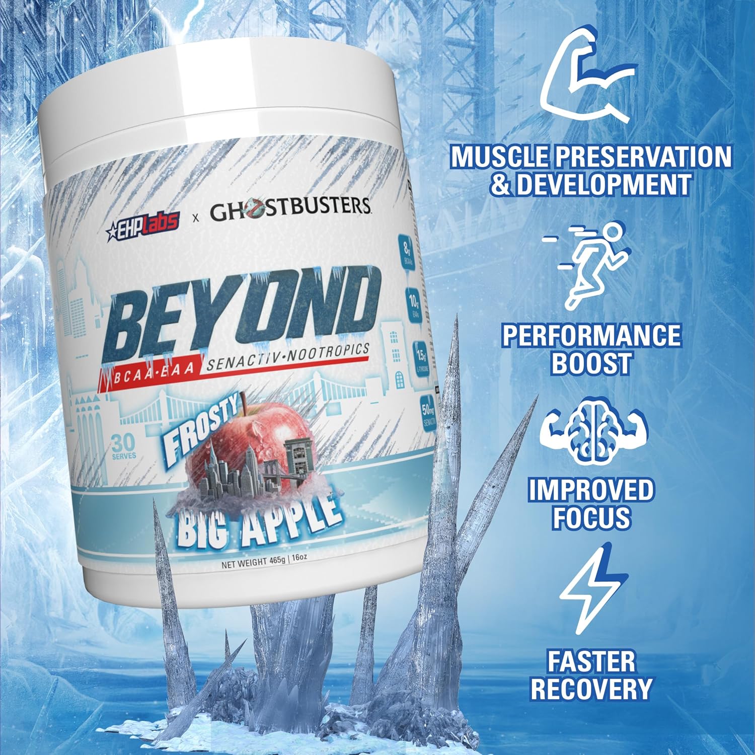 EHP Labs x Ghostbusters Beyond BCAA Powder - Sugar Free Amino Acids Supplement for Muscle Recovery - 60 Servings