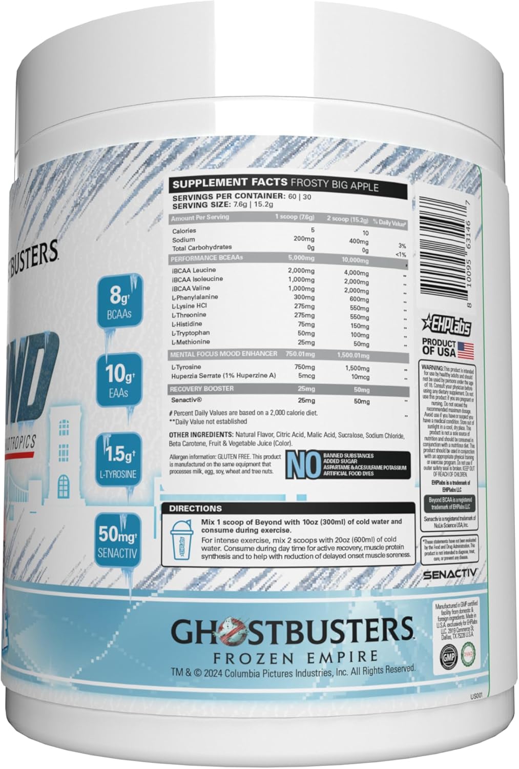 EHP Labs x Ghostbusters Beyond BCAA Powder - Sugar Free Amino Acids Supplement for Muscle Recovery - 60 Servings