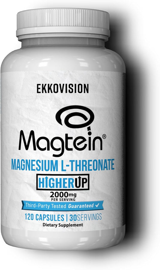 Ekkovision Ekko x Higher Up Magtein Magnesium L-Threonate for Memory & Cognitive Function, 2000 MG, 120 Capsules