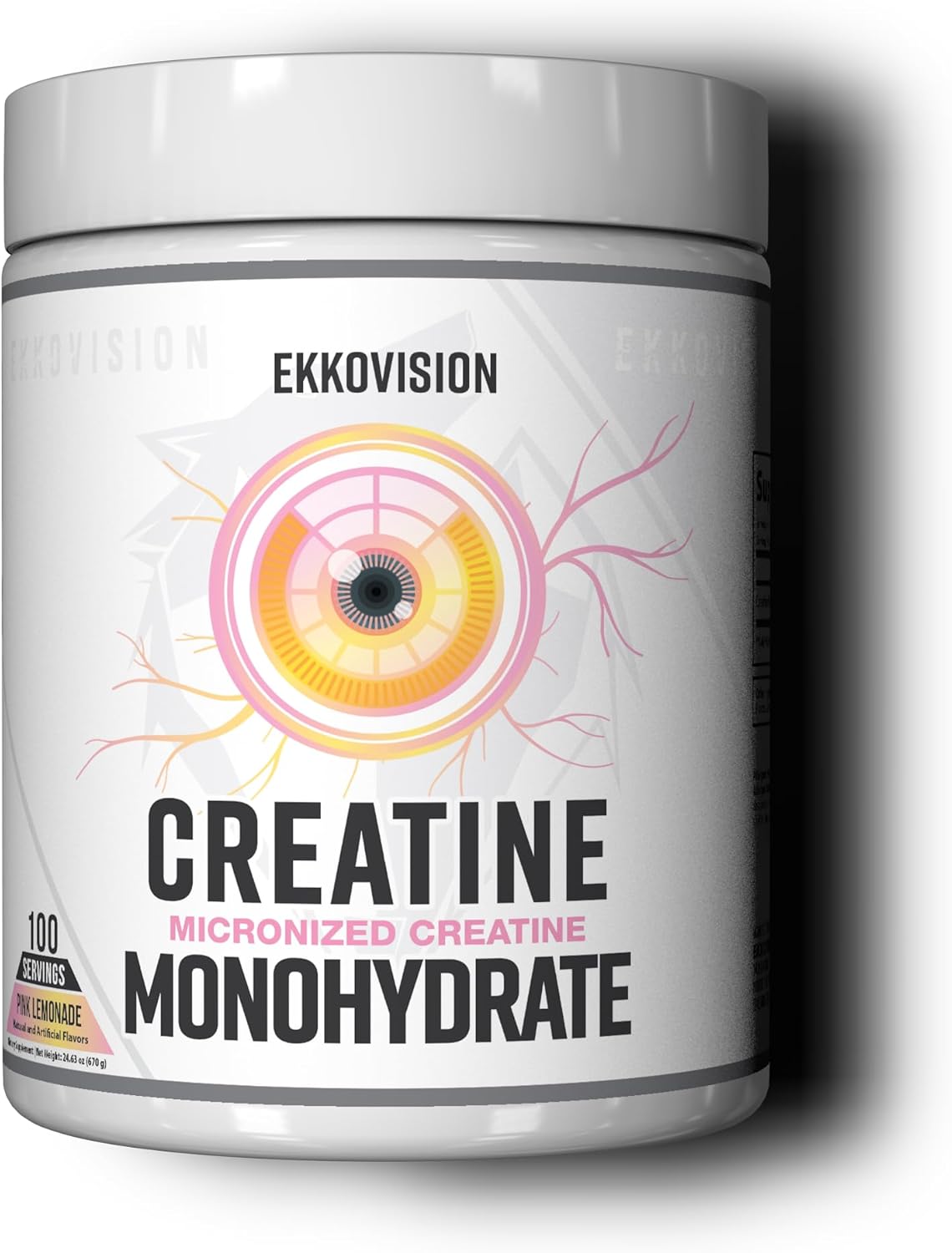 Ekkovision Pink Lemonade Creatine Monohydrate Powder - Pre & Post Workout Supplement for Energy Support - 100 Servings