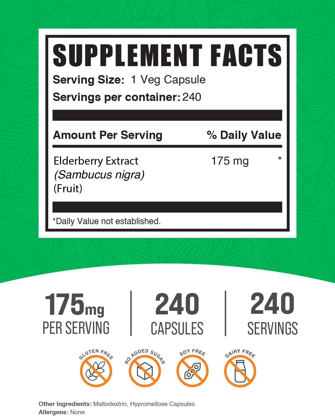 Elderberry Capsules for Immune Support - Vegan Sambucus Elderberry Supplements - 240 Veg Capsules