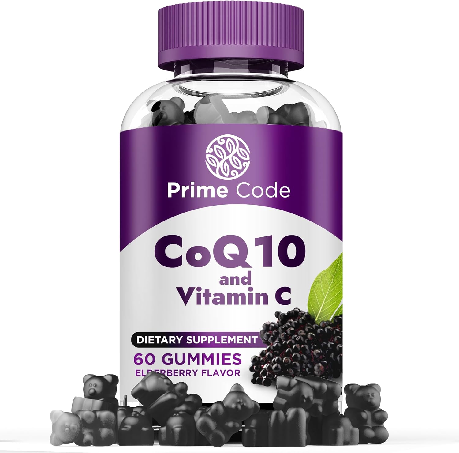 Elderberry CoQ10 Gummies with Vitamin C for Heart Health & Immune Support - Vegan, Non-GMO, Gluten-Free - Energy & Antioxidant Supplement
