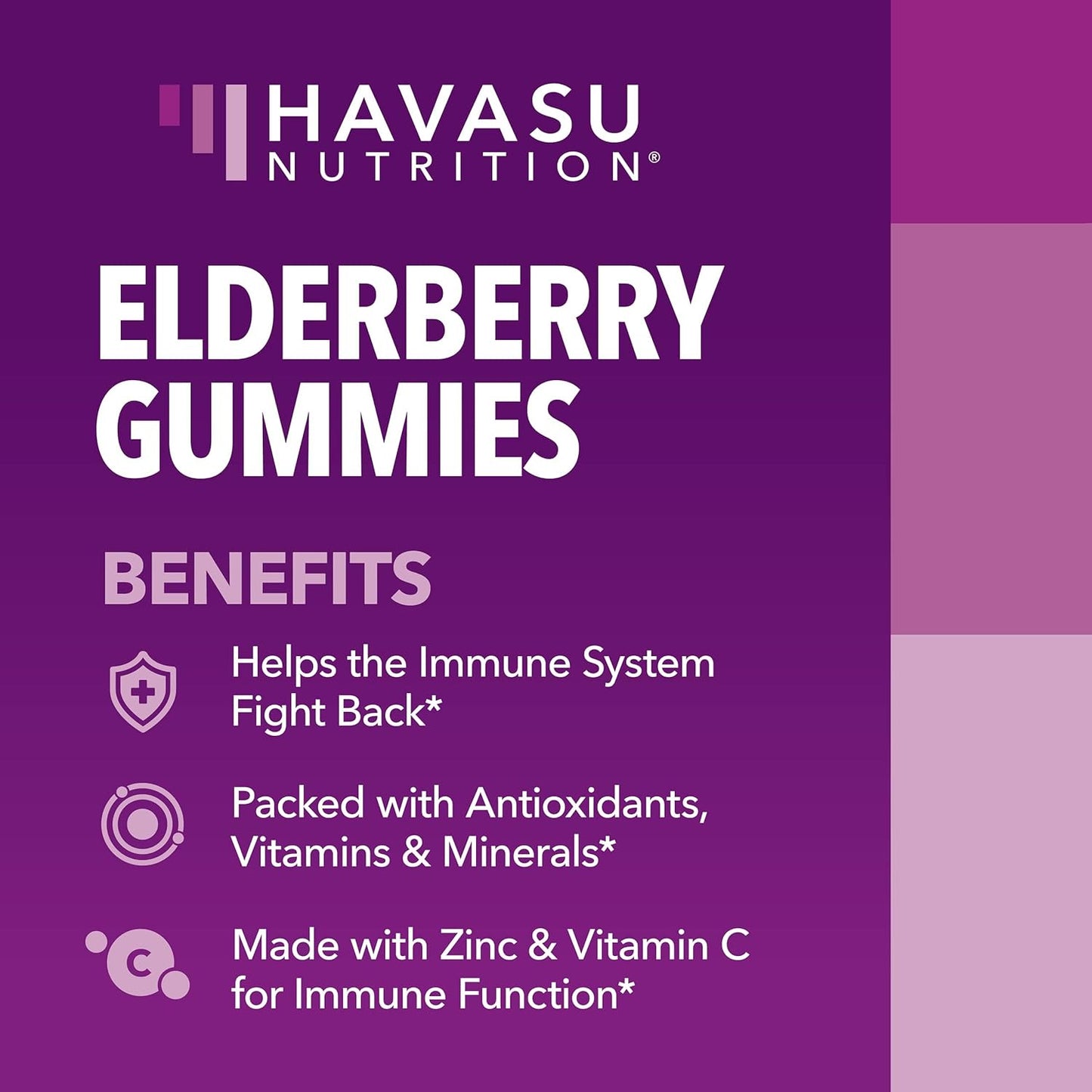 Elderberry Gummies for Adults with Vitamin C and Zinc - Immune Support Supplement - 60 Count, Berry Flavor - Daily Defense Formula