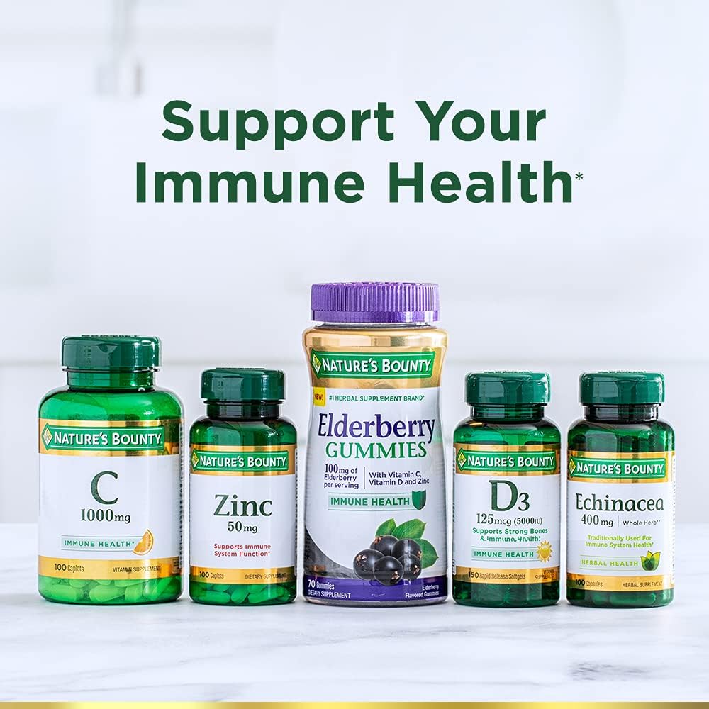 Elderberry Gummies with Vitamin A, C, D, E, Zinc, 100mg - 210 Gummies for Immune Health Boost