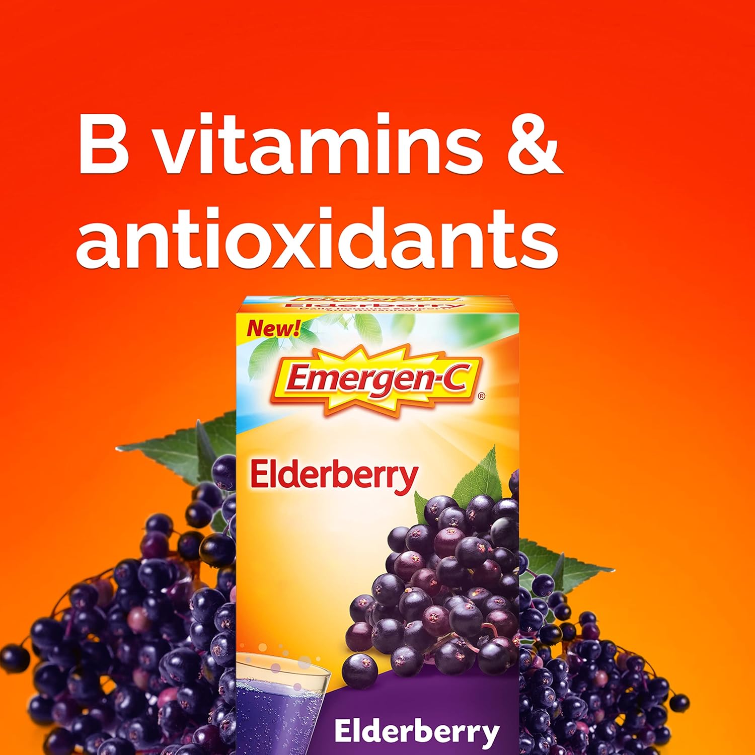 Elderberry Immune Support Fizzy Drink Mix with High Potency Vitamin C - 18 Count