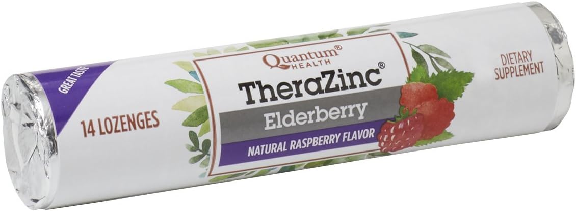 Elderberry Raspberry Lozenges with Zinc Gluconate for Immune Support, 14 Count