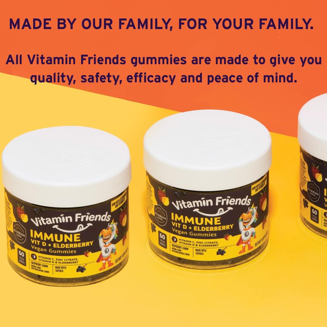 Elderberry & Vitamin C Vegan Gummies with Zinc, Vitamin D - Immune Support Supplement - 30 Day Supply