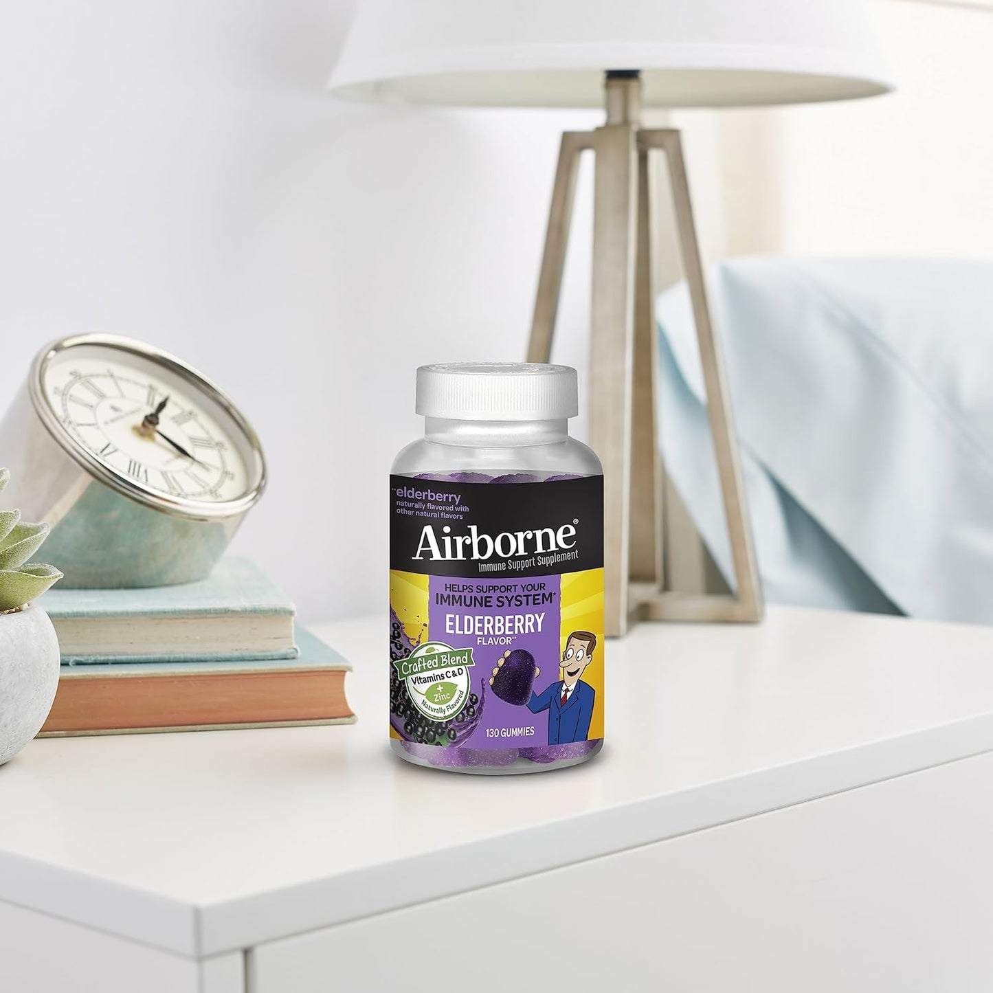 Elderberry + Zinc & Vitamin C Immune Support Gummies for Adults - 130 Gummies, Elderberry Flavor - Antioxidant Vitamins D & E