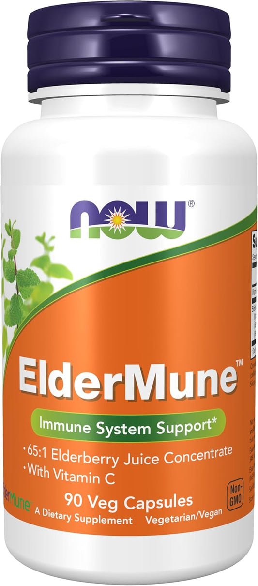 ElderMune 65:1 Elderberry Juice Concentrate Capsules with Vitamin C for Immune Support - 90 Veg Caps
