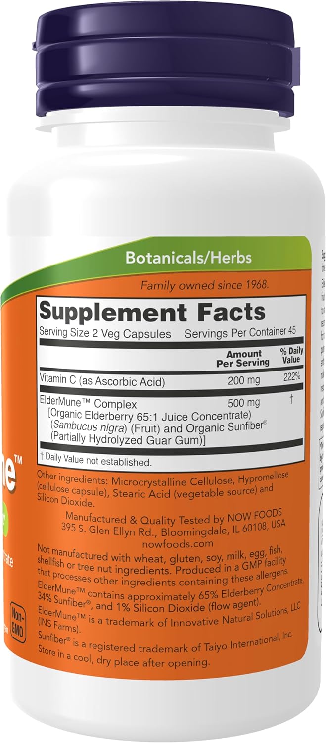 ElderMune 65:1 Elderberry Juice Concentrate Capsules with Vitamin C for Immune Support - 90 Veg Caps