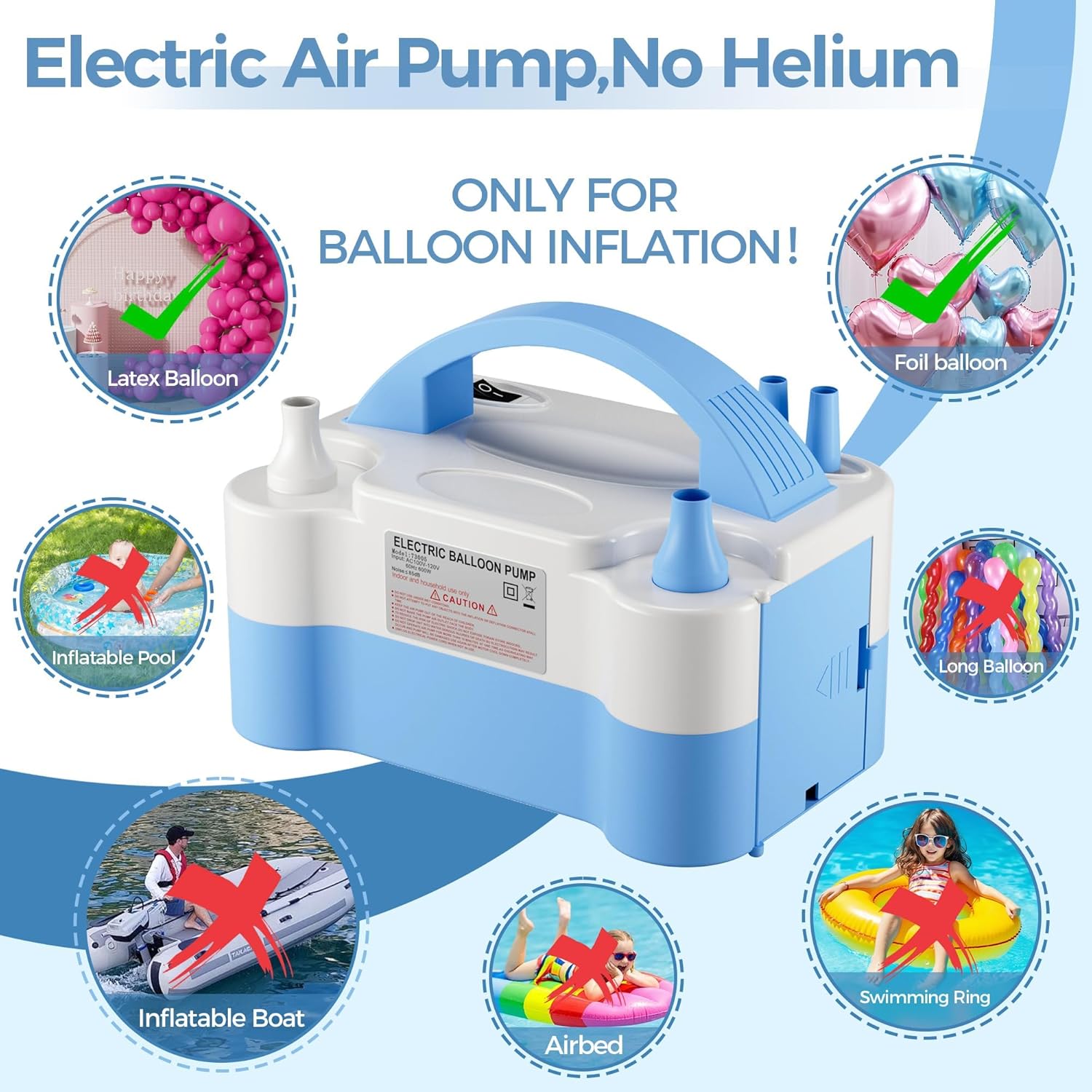 Electric Dual Nozzle Balloon Pump - Portable Balloon Inflator for Parties, Decorations - 110V-120V, 600W - Save Time and Effort with DECOCKRAT Balloon Blower