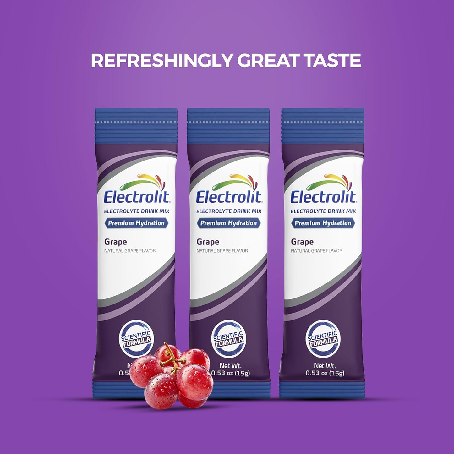 Electrolit Grape Electrolyte Powder Packets - 8 Pack for Dehydration & Rehydration, Post Workout Hydration Drink Mix, Gluten Free Water Enhancer Sticks