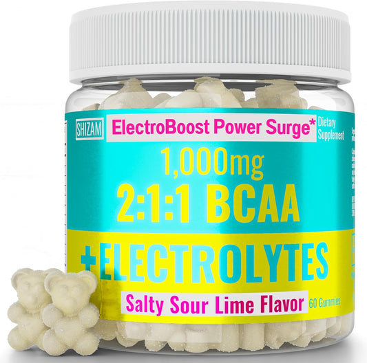 Electrolyte BCAA Gummies with Energy Boost for Runners - Potassium, Sodium, and Amino Acids Supplement