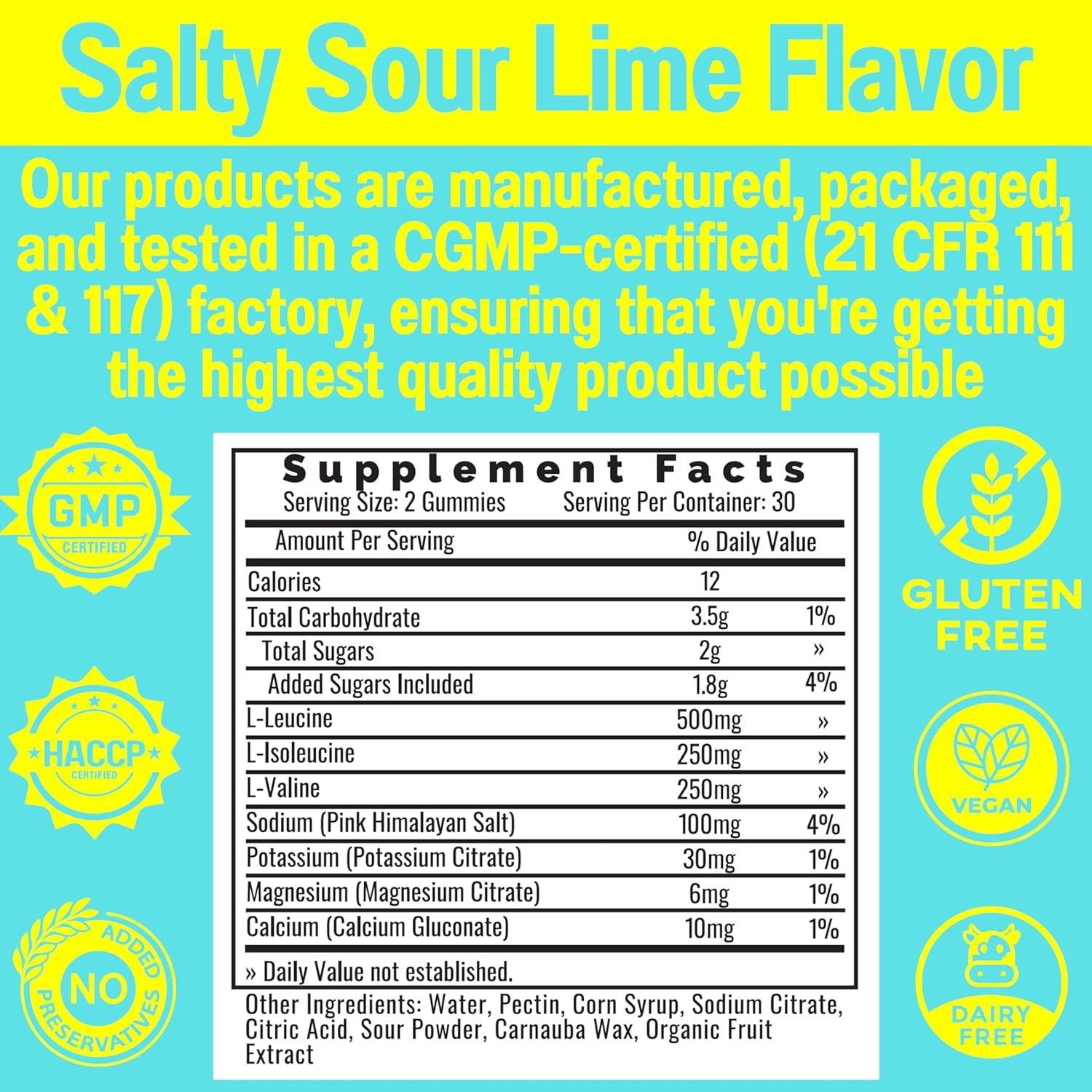 Electrolyte BCAA Gummies with Energy Boost for Runners - Potassium, Sodium, and Amino Acids Supplement