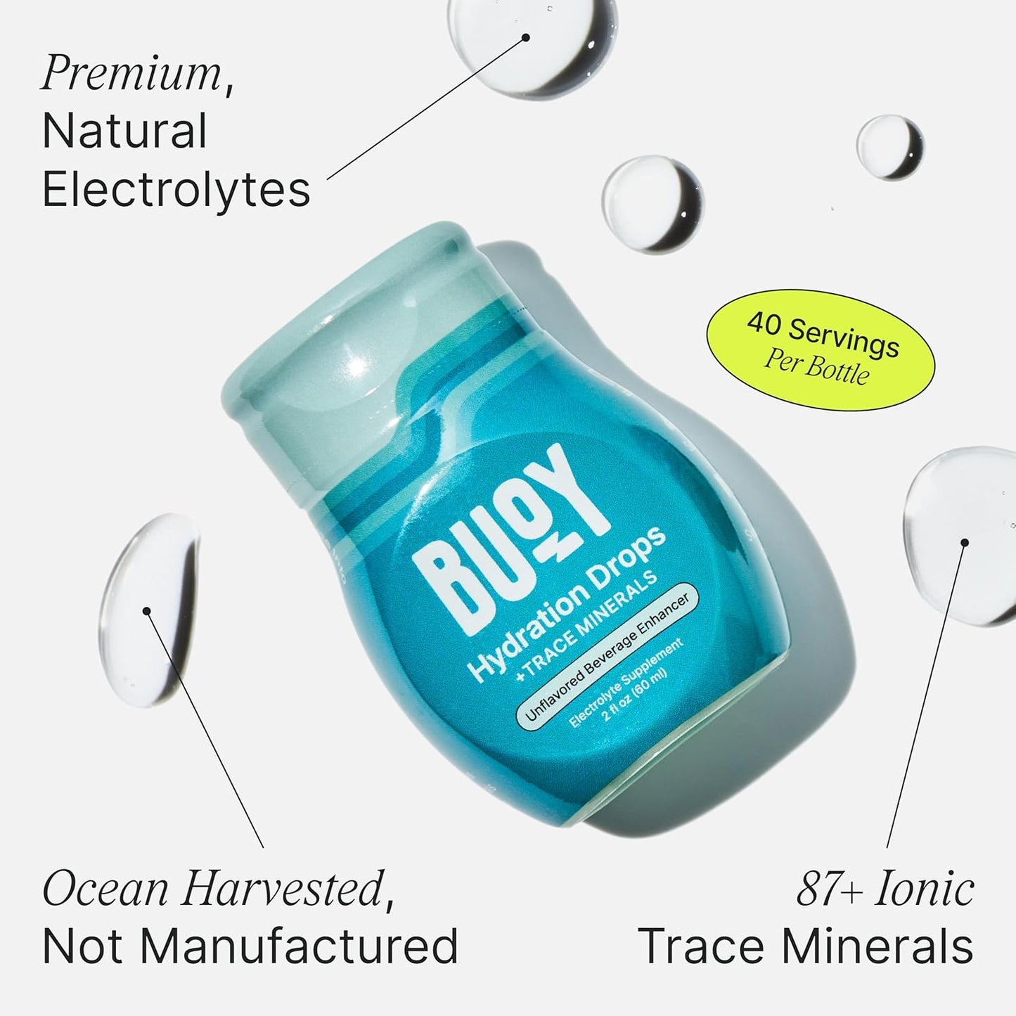 Electrolyte Drops Without Sugar or Sweeteners - Mineral, Vitamin & Antioxidant Blend for Hydration - Unflavored - 3 Pack