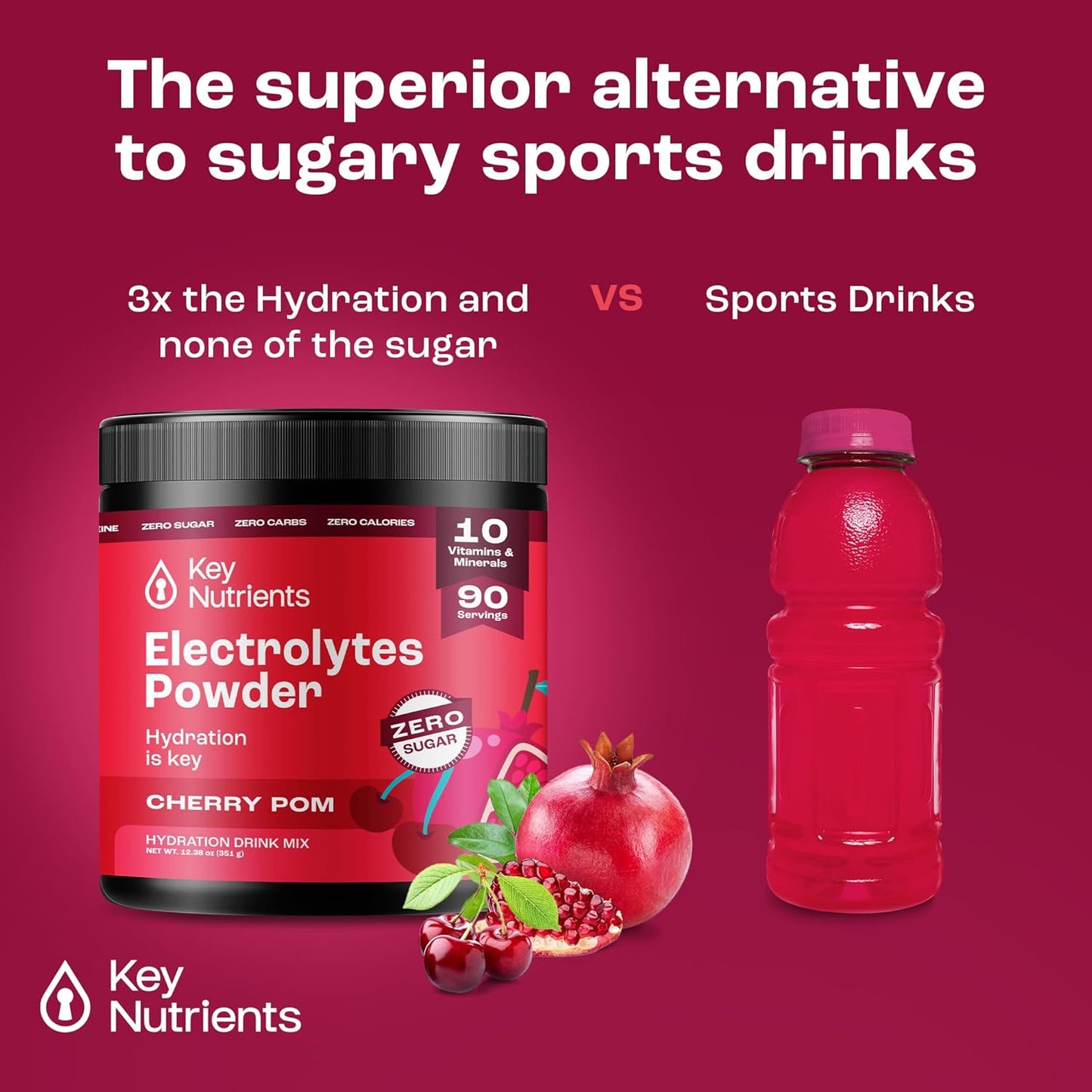 Electrolyte Essentials Bundle: Lemonade & Cherry Pom Hydration Boosters - No Sugar, No Calories, 90 Servings