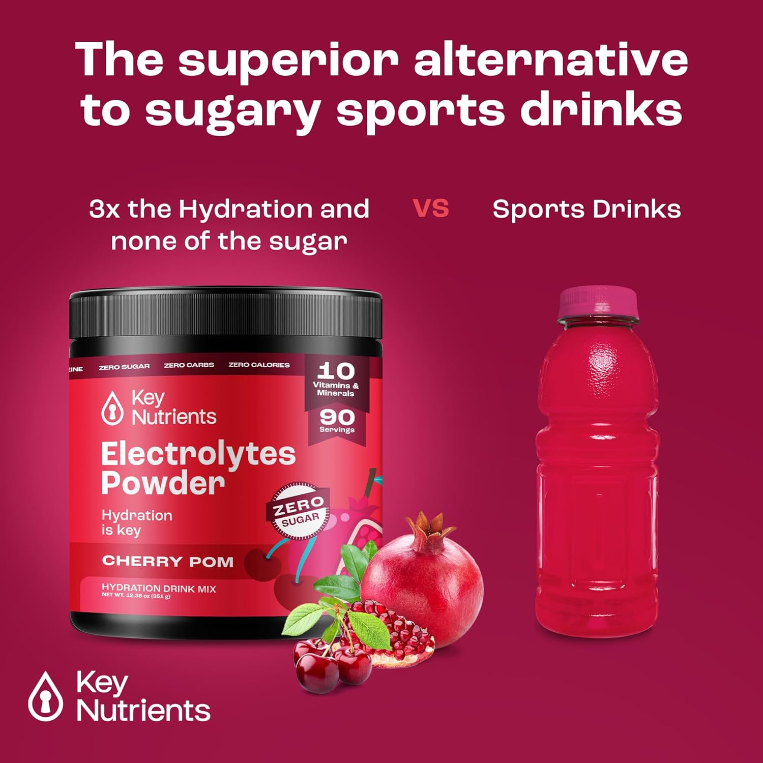 Electrolyte Essentials Bundle: Lemonade & Cherry Pom Hydration Boosters - No Sugar, No Calories, 90 Servings