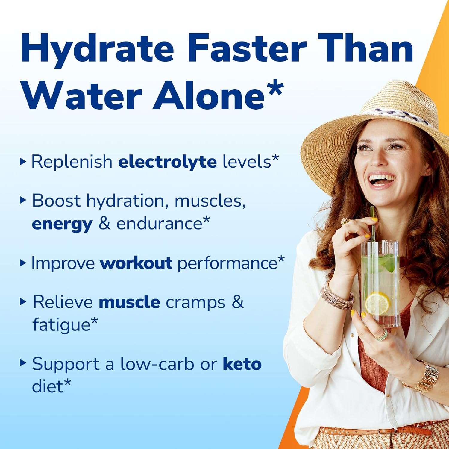 Electrolyte Powder Packets with Magnesium, Potassium, Sodium, Vitamin C for Rapid Hydration - Zero Sugar & Keto - Pineapple Pear Flavor - 16 Stick Packs