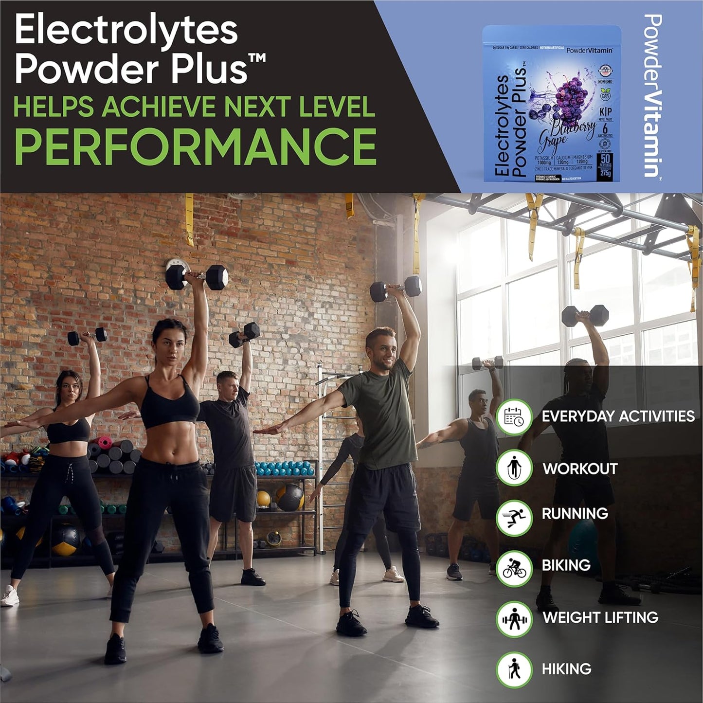 Electrolyte Powder with Vitamins, 0 Calorie Keto Hydration Powder - Blueberry Grape Flavor, 50 Servings, 1000mg Potassium, 120mg Calcium, 120mg Magnesium - No Sugar or Maltodextrin