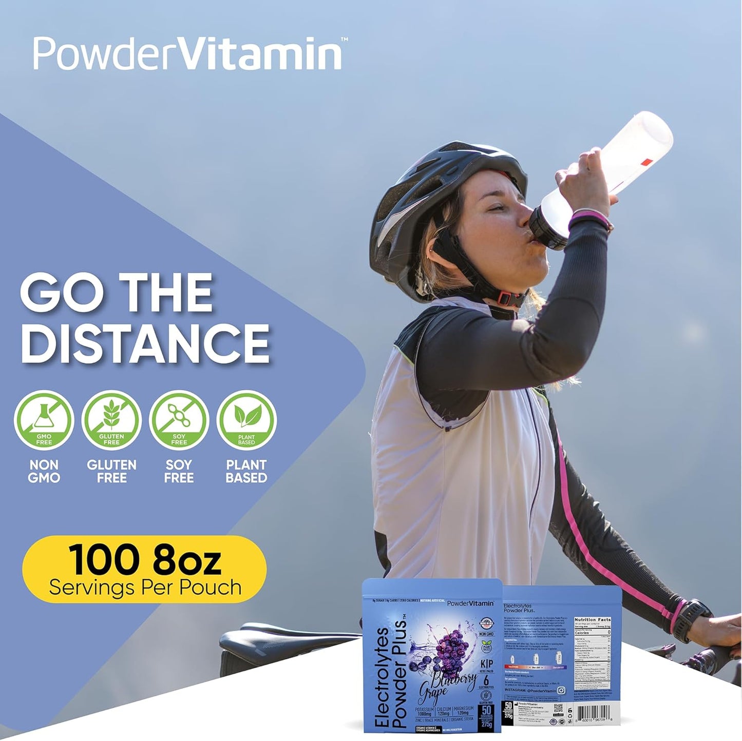 Electrolyte Powder with Vitamins, 0 Calorie Keto Hydration Powder - Blueberry Grape Flavor, 50 Servings, 1000mg Potassium, 120mg Calcium, 120mg Magnesium - No Sugar or Maltodextrin