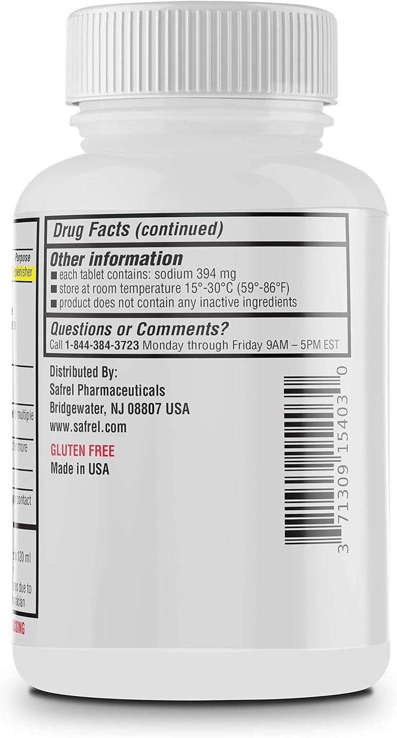 Electrolyte Replenisher Tablets 1 gm - Normal Salt Supplement | Safrel Sodium Chloride | Hydration Drink (300 Count)