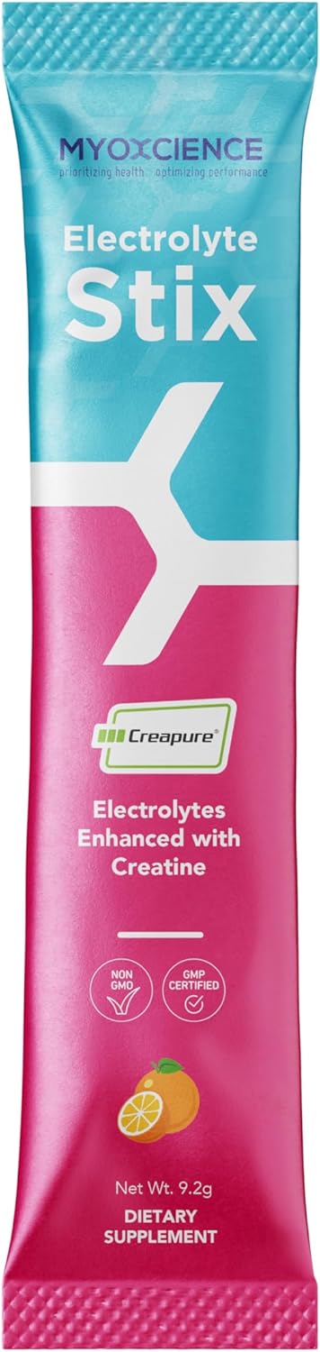 Electrolyte Stix with Creatine Powder for Exercise Recovery and Muscle Development - Orange Flavor (30 ct)