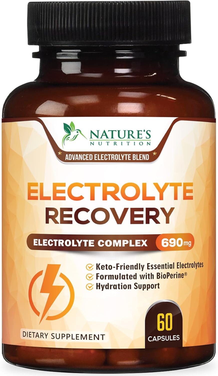 Electrolyte Tablets for Endurance Sports Nutrition - Hydration Supplement with Vitamin D, Potassium, Magnesium, Sodium - Keto-Friendly - 60 Capsules