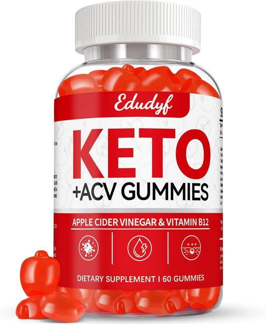 Elgin EDUDYF Keto Apple Cider Vinegar Gummies with B12 - 60 Count, Gluten-Free, Gelatin-Free, Vegetarian, Unique Flavor, Convenient Bottled Supplement for Men & Women