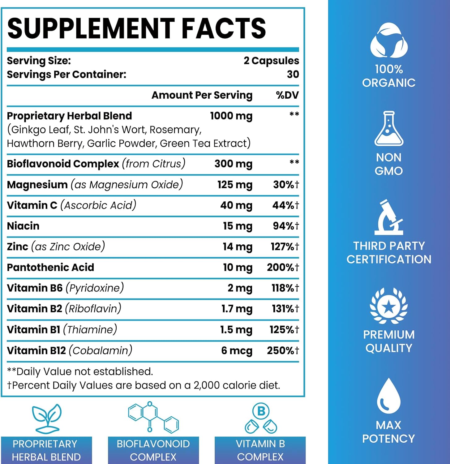Elikadur 1500 MG Tinnitus Supplement for Ear Ringing Relief - Herbal Blend for Men & Women - 60 Capsules, 2-Pack