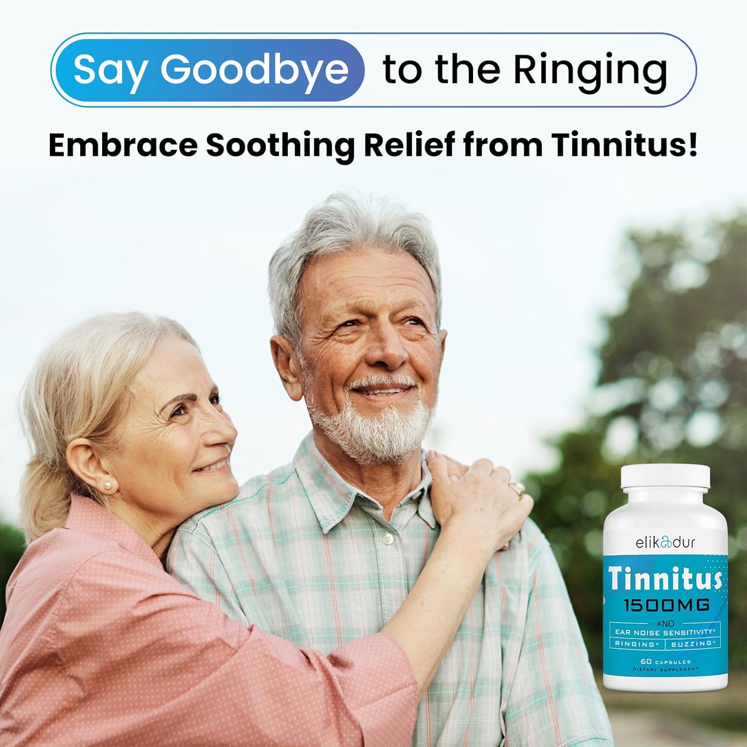 Elikadur 1500 MG Tinnitus Supplement for Ear Ringing Relief - Herbal Blend for Men & Women - 60 Capsules, 2-Pack