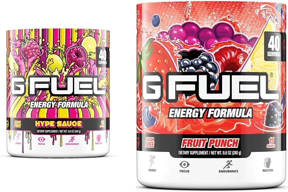 Elite Energy Formula: G Fuel Hype Sauce Energy Powder - Sugar Free Focus Supplement with Clean Caffeine (40 Servings, Fruit Punch)