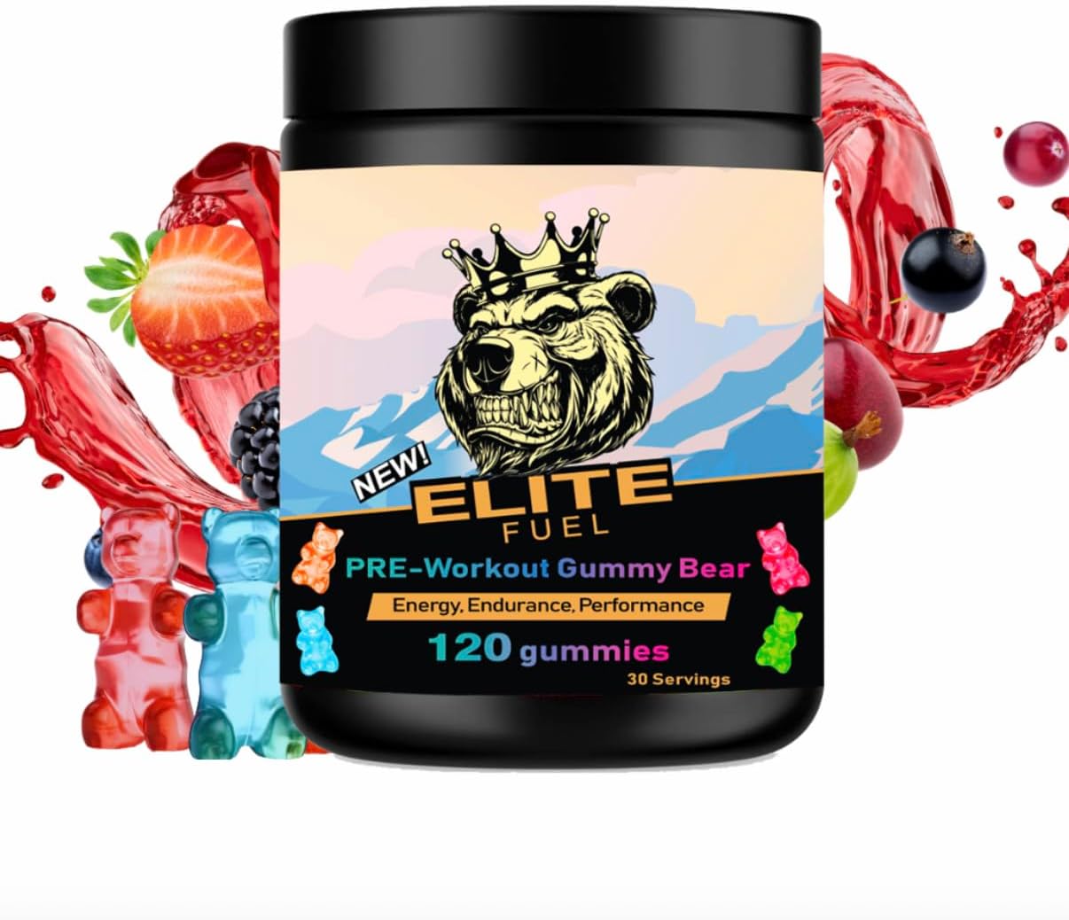 Elite Fuel Pre Workout Gummies - Boost Energy, Increase Strength, Enhance Pump, Improve Athletic Performance, and Endurance