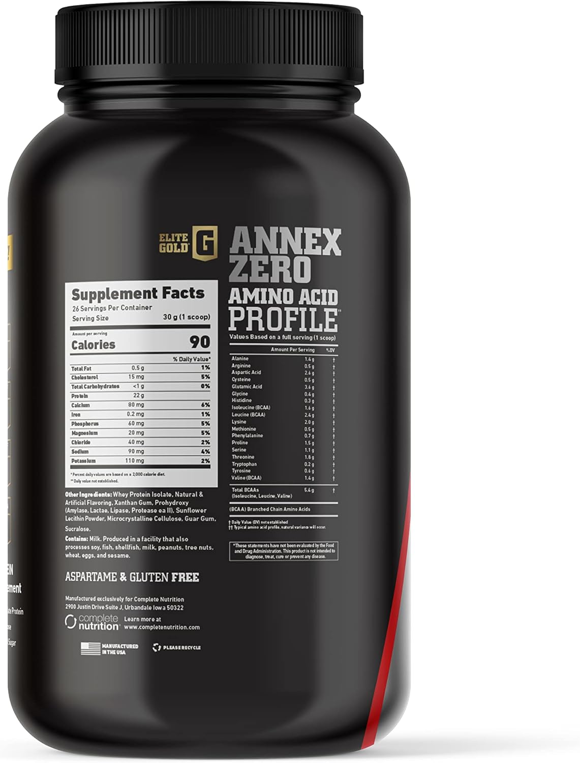 Elite Gold Vanilla Ice Cream Annex Zero Complete Nutrition 2lb