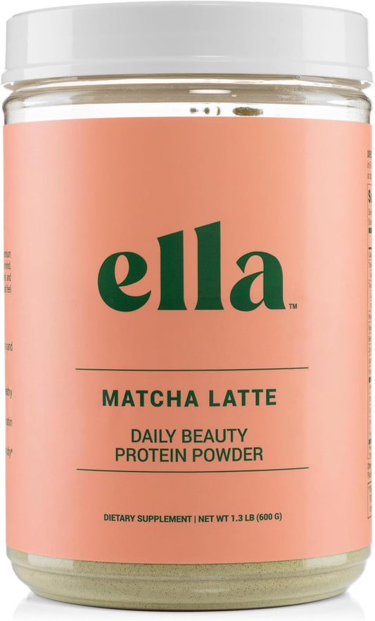 Ella Matcha Latte Collagen Protein Powder for Women - Grass-Fed Beauty Protein with Collagen Peptides - Non-GMO, Gluten-Free - 20 Servings