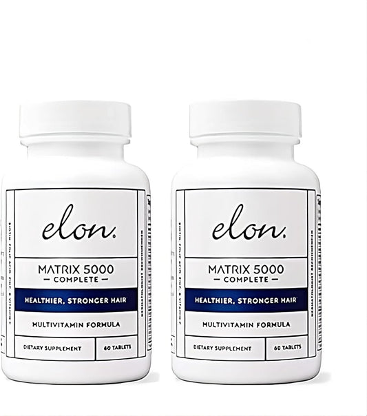 Elon Matrix 5000 Multivitamin for Skin, Hair, and Nail Growth - Biotin Supplement for Healthy Hair Growth - Pack of 2 (120 Days)