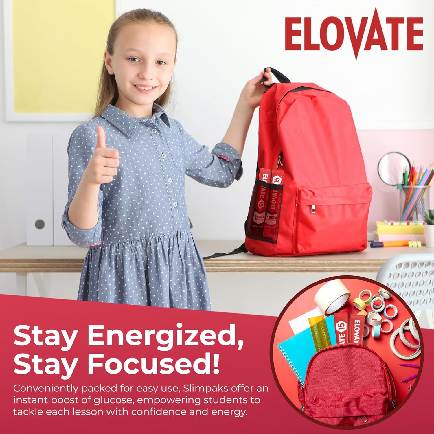 Elovate 15 Slimpaks Glucose Powder Sticks - Fast-Acting Alternative to Gels & Tablets - FSA/HSA Eligible - Natural Strawberry Flavor - Pack of 12